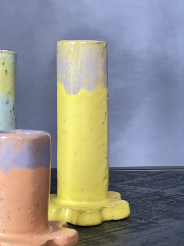 hand made colourful ceramic candle holders